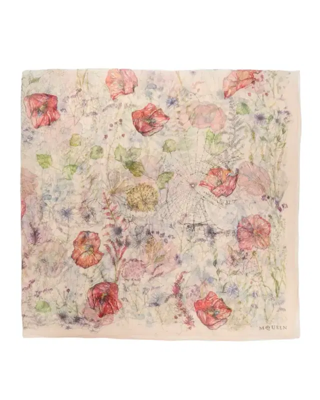 McQueen Skull & Spider Floral Scarf