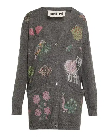 Libertine Needlepoint Embellished Cashmere Oversized V-Neck Cardigan | Thumbnail 1