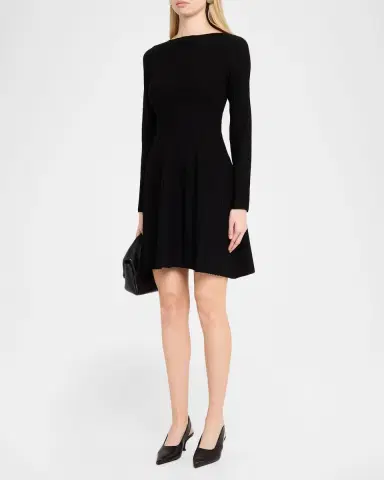 Emporio Armani Scoop-Neck Ribbed Jersey Dress | Thumbnail 4 Emporio Armani Scoop-Neck Ribbed Jersey Dress | Thumbnail 4