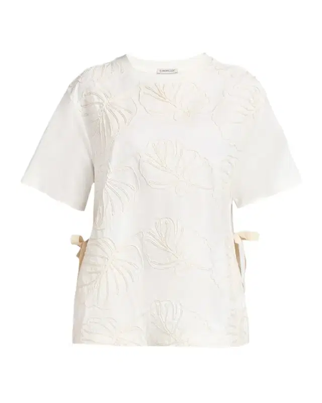 Moncler Embroidered Short-Sleeve Side-Tie T-Shirt
