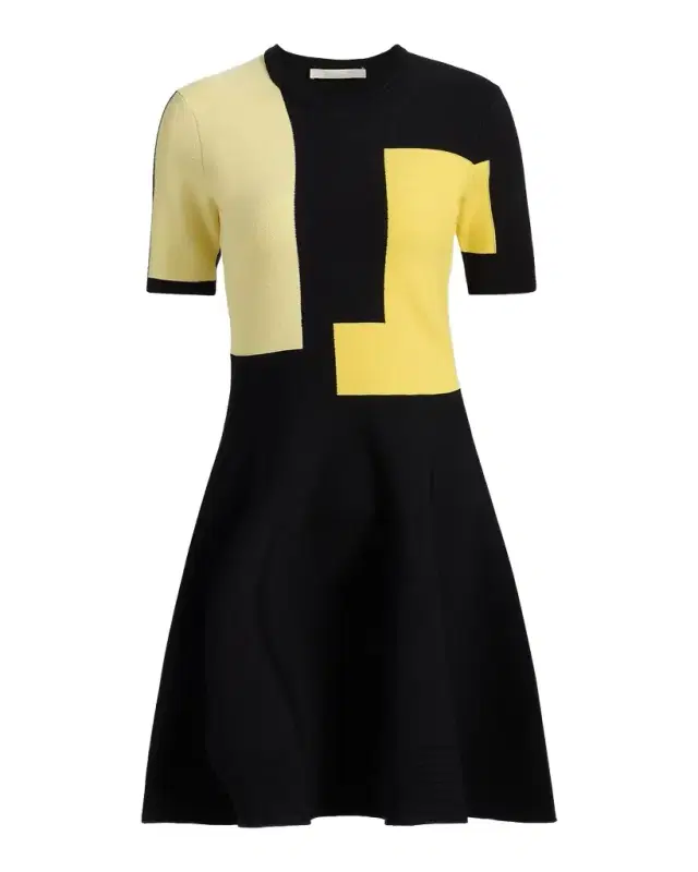 Fit-&-Flare Colorblock Knit Mini Dress