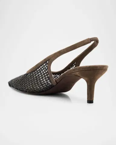 Brunello Cucinelli 55mm Monili Suede-Trimmed Slingback Pumps | Thumbnail 4 Brunello Cucinelli 55mm Monili Suede-Trimmed Slingback Pumps | Thumbnail 4