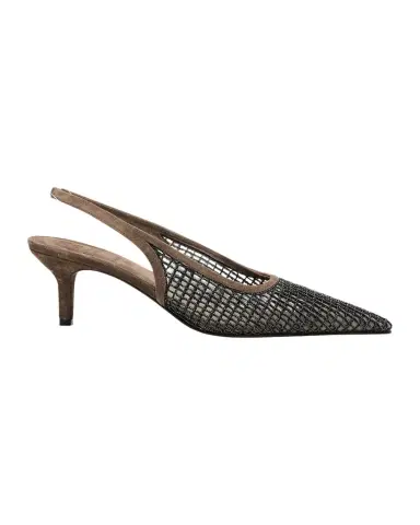 Brunello Cucinelli 55mm Monili Suede-Trimmed Slingback Pumps | Thumbnail 1 Brunello Cucinelli 55mm Monili Suede-Trimmed Slingback Pumps | Thumbnail 1
