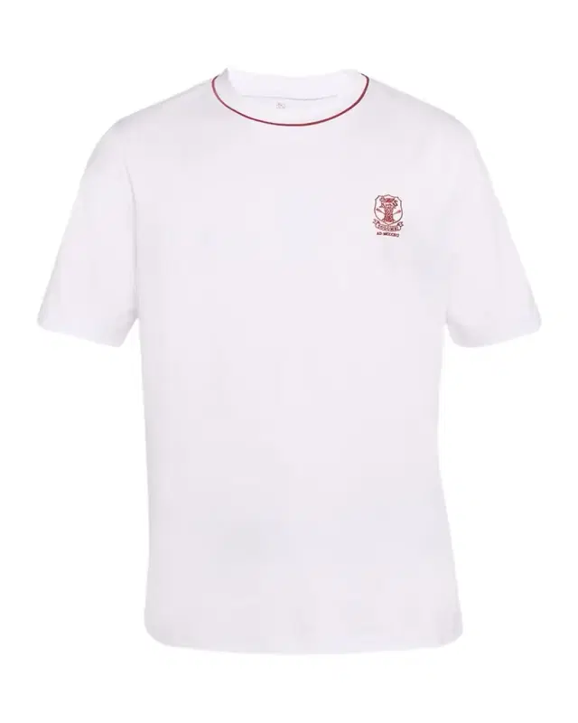 Men 's Cotton Logo Crewneck T-Shirt with Piping