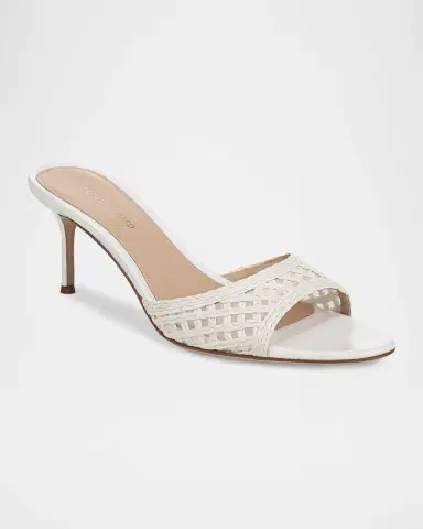 Veronica Beard 6mm Tia Lattice Raffia Mid-Heel Sandals | Thumbnail 2