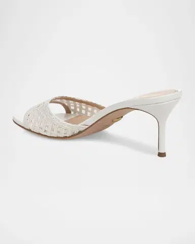 Veronica Beard 6mm Tia Lattice Raffia Mid-Heel Sandals | Thumbnail 3