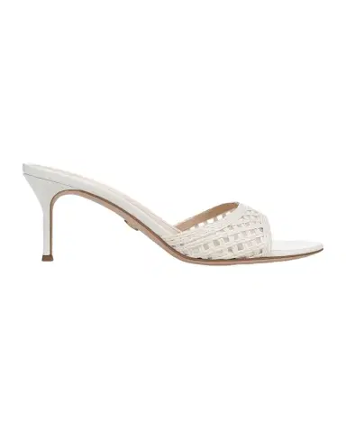 Veronica Beard 6mm Tia Lattice Raffia Mid-Heel Sandals | Thumbnail 1