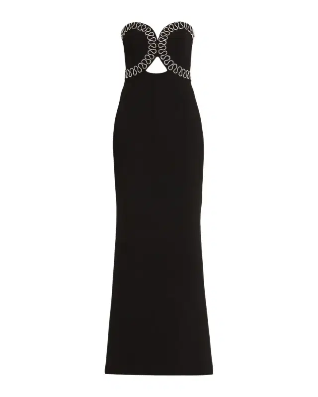 REBECCA VALLANCE Nyx Strapless Diamante-Trim Column Gown