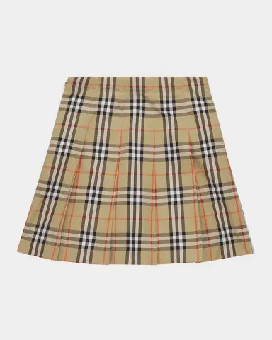 Burberry Girl 's Pleated Check Cotton Twill Skirt, Size 10 | Thumbnail 2