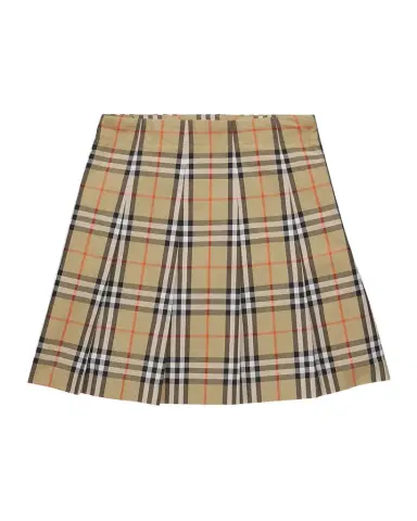 Burberry Girl 's Pleated Check Cotton Twill Skirt, Size 10 | Thumbnail 1