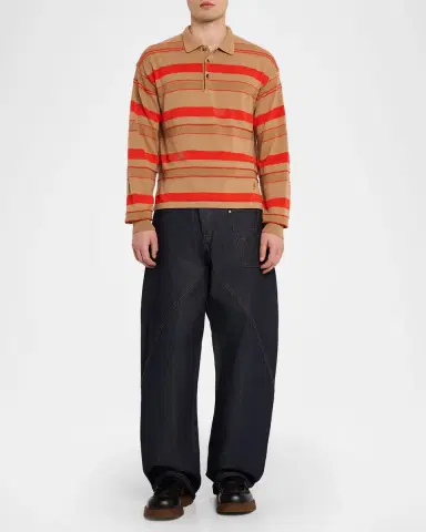 JW Anderson Men's Multi-Stripe Knit Rugby Shirt | Thumbnail 2 JW Anderson Men's Multi-Stripe Knit Rugby Shirt | Thumbnail 2