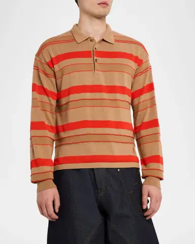 JW Anderson Men's Multi-Stripe Knit Rugby Shirt | Thumbnail 4 JW Anderson Men's Multi-Stripe Knit Rugby Shirt | Thumbnail 4