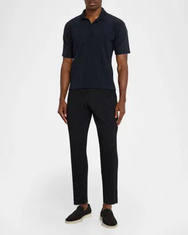 Homme Plissé Issey Miyake Men 's Basics Pleated Johnny Collar Polo Shirt | Thumbnail 2 Homme Plissé Issey Miyake Men 's Basics Pleated Johnny Collar Polo Shirt | Thumbnail 2