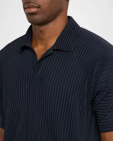 Homme Plissé Issey Miyake Men 's Basics Pleated Johnny Collar Polo Shirt | Thumbnail 5 Homme Plissé Issey Miyake Men 's Basics Pleated Johnny Collar Polo Shirt | Thumbnail 5