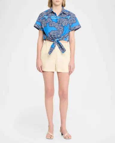 Cara Cara Asbury Tie-Front Cotton Button-Front Top | Thumbnail 2