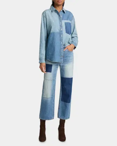 Veronica Beard Dylan Patchwork High-Rise Ankle Jeans | Thumbnail 2 Veronica Beard Dylan Patchwork High-Rise Ankle Jeans | Thumbnail 2
