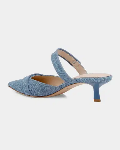 L 'AGENCE 50mm Gialliane Denim Kitten-Heel Mules | Thumbnail 2 L 'AGENCE 50mm Gialliane Denim Kitten-Heel Mules | Thumbnail 2