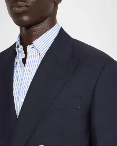 Brunello Cucinelli Men 's Virgin Wool Double-Breasted Jacket | Thumbnail 5 Brunello Cucinelli Men 's Virgin Wool Double-Breasted Jacket | Thumbnail 5