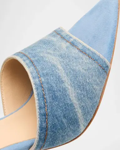 L'Agence 85mm Lolita Denim Mules | Thumbnail 3