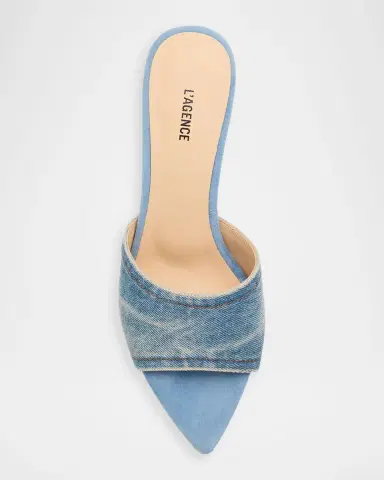 L'Agence 85mm Lolita Denim Mules | Thumbnail 4