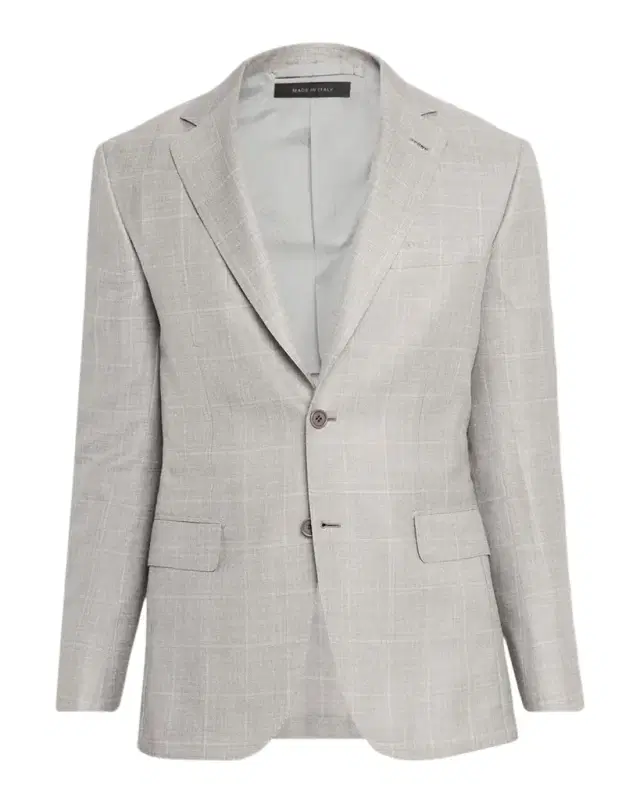 Brioni Men 's Wool, Silk and Linen Windowpane Single-Breasted Sport Coat