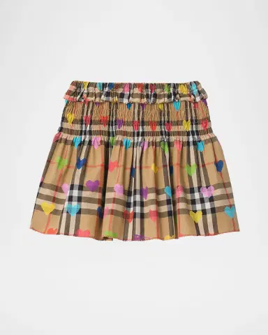 Burberry Girl 's Heart Check Cotton Mini Skirt, Size 4-14 | Thumbnail 2