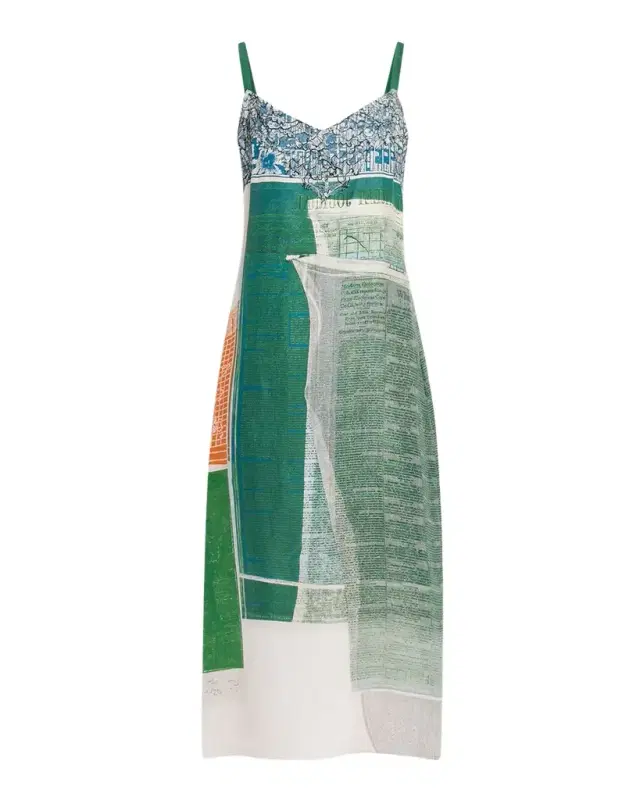x Robert Rauschenberg Platter-Print Midi Slip Dress