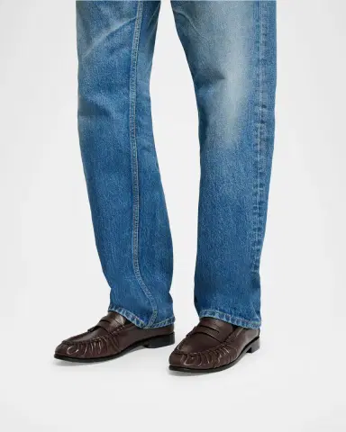 Saint Laurent Men's Le Loafer Creased Leather Mules | Thumbnail 2 Saint Laurent Men's Le Loafer Creased Leather Mules | Thumbnail 2