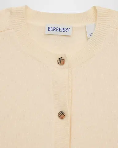 Burberry Girl's Check-Patch Wool Cashmere Cardigan | Thumbnail 3 Burberry Girl's Check-Patch Wool Cashmere Cardigan | Thumbnail 3