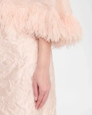Carolyn Rowan Feather-Hem Beaded Silk Chiffon Cape | Thumbnail 5