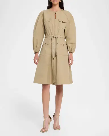 Moncler Pleated Poplin Dress | Thumbnail 2 Moncler Pleated Poplin Dress | Thumbnail 2