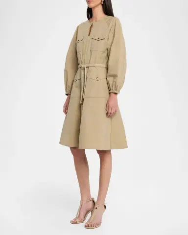 Moncler Pleated Poplin Dress | Thumbnail 4 Moncler Pleated Poplin Dress | Thumbnail 4