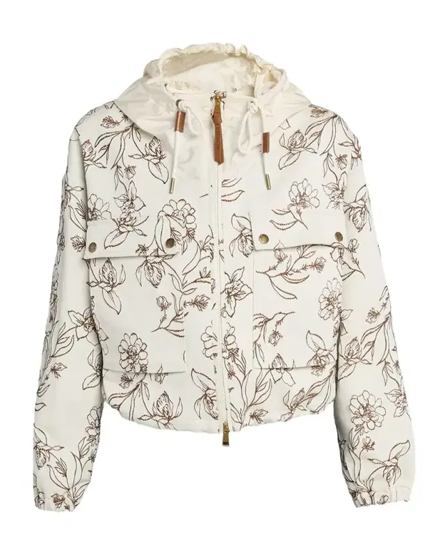 Moncler Nepeta Hooded Floral Print Jacket