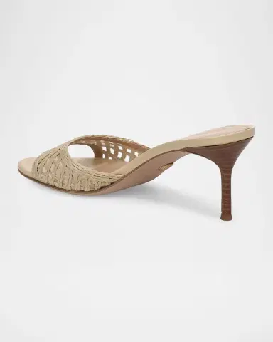 Veronica Beard 6mm Tia Lattice Raffia Mid-Heel Sandals | Thumbnail 3
