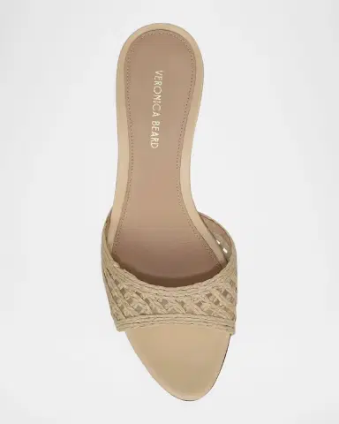 Veronica Beard 6mm Tia Lattice Raffia Mid-Heel Sandals | Thumbnail 4