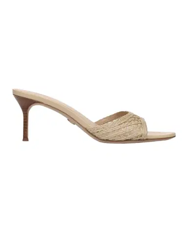 Veronica Beard 6mm Tia Lattice Raffia Mid-Heel Sandals | Thumbnail 1