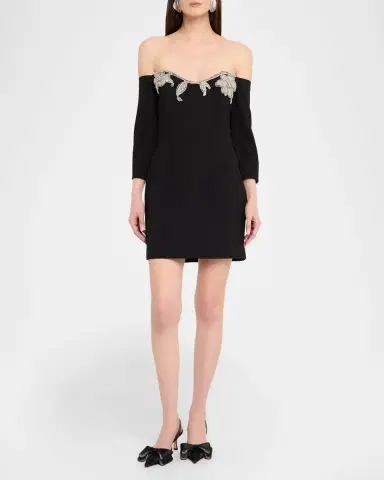 Rebecca Vallance Ellerie Floral Diamante Off-Shoulder Mini Dress | Thumbnail 2 Rebecca Vallance Ellerie Floral Diamante Off-Shoulder Mini Dress | Thumbnail 2