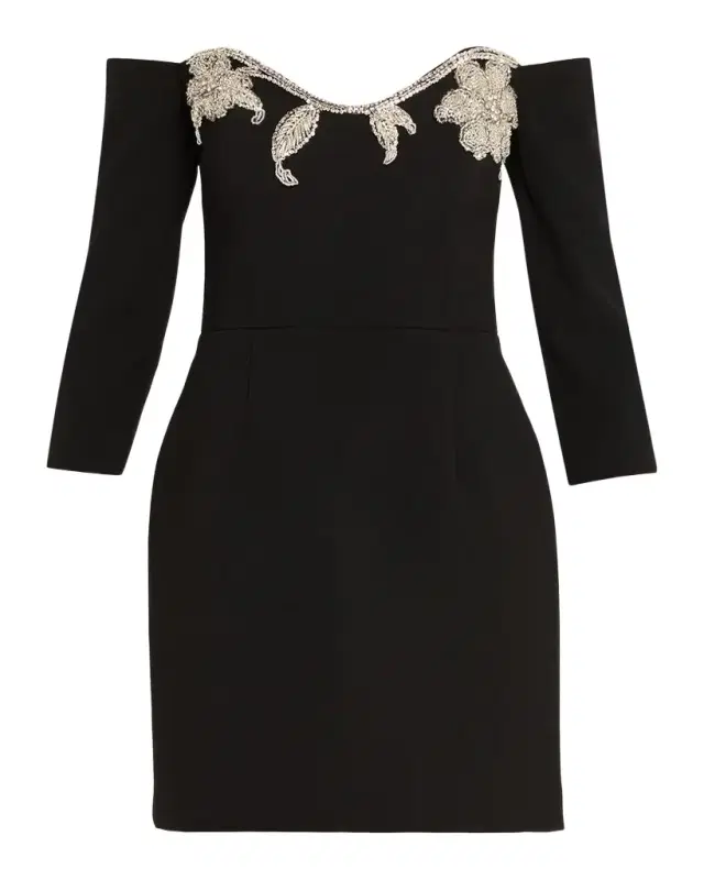 Ellerie Floral Diamante Off-Shoulder Mini Dress