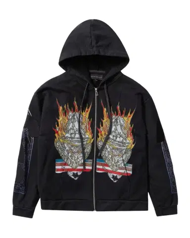 Who Decides War Men's Engulfed Memories Cotton Full-Zip Hoodie | Thumbnail 1 Who Decides War Men's Engulfed Memories Cotton Full-Zip Hoodie | Thumbnail 1
