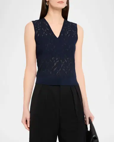 Akris Whitecaps Knit V-Neck Vest | Thumbnail 4