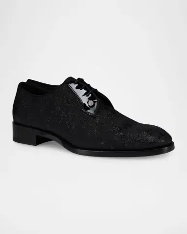 Christian Louboutin Men's Chambeliss Night Strass Jacquard Derby Shoes | Thumbnail 2