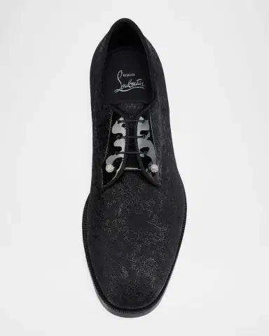 Christian Louboutin Men's Chambeliss Night Strass Jacquard Derby Shoes | Thumbnail 4