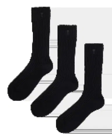 Ami Paris Men 's Quota Embroidered Three-Pack Ribbed Crew Socks | Thumbnail 2