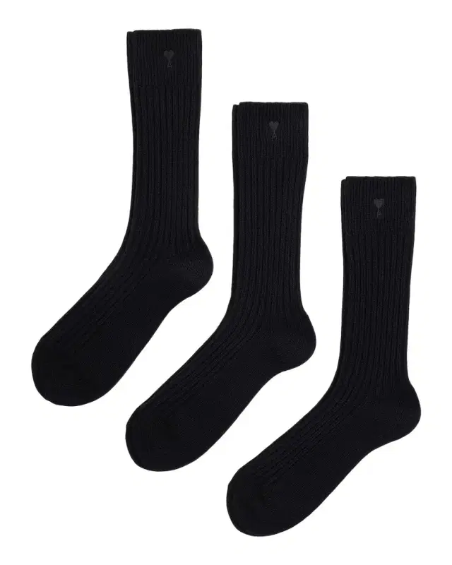 Men 's Quota Embroidered Three-Pack Ribbed Crew Socks