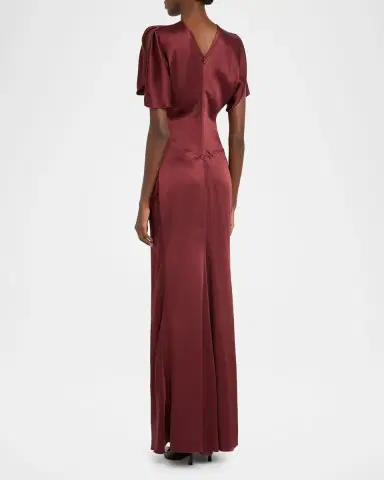 Victoria Beckham Gathered Waist Satin Maxi Dress | Thumbnail 3