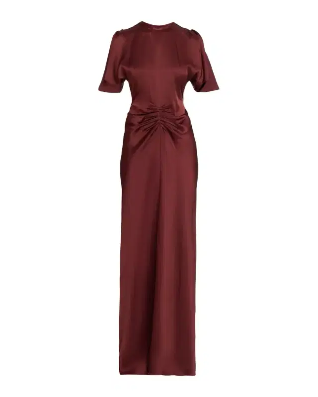 Victoria Beckham Gathered Waist Satin Maxi Dress