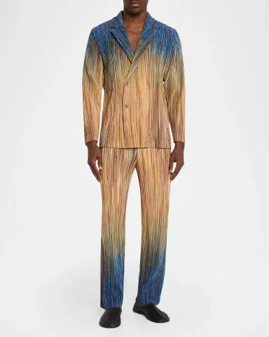 Homme Plissé Issey Miyake Men's Paintbrush Agate-Print Pleated Trousers | Thumbnail 2