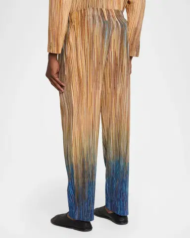 Homme Plissé Issey Miyake Men's Paintbrush Agate-Print Pleated Trousers | Thumbnail 3
