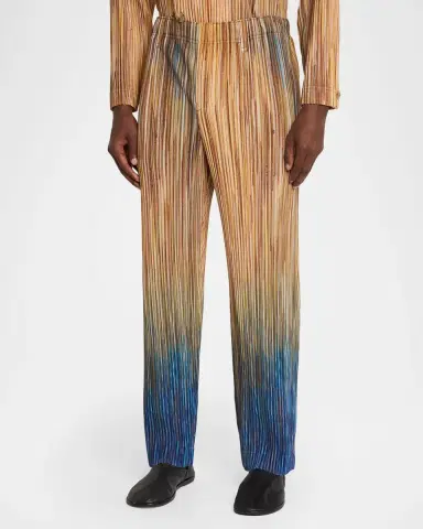 Homme Plissé Issey Miyake Men's Paintbrush Agate-Print Pleated Trousers | Thumbnail 4