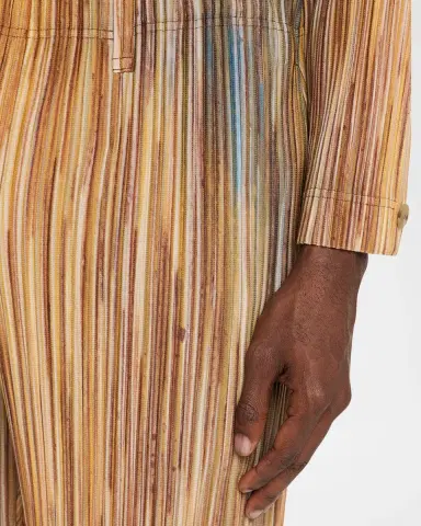 Homme Plissé Issey Miyake Men's Paintbrush Agate-Print Pleated Trousers | Thumbnail 5